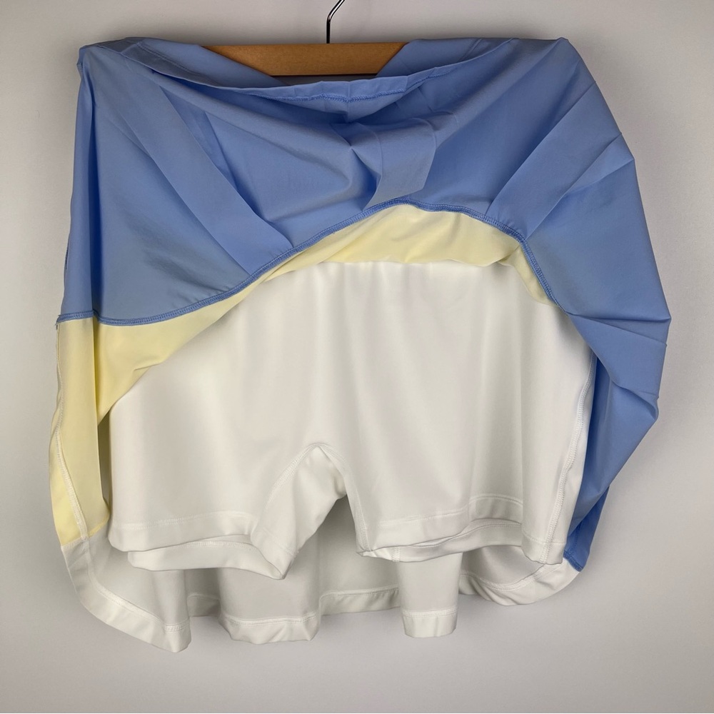Nike Dri-Fit Advantage Hybrid Tennis Skirt Butter Yellow Pastel Blue Size XL - Picture 4 of 7